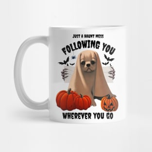 Halloween Ghost Fluffy French Bulldog Puppy in Cheesecloth Funny Halloween Season Mug